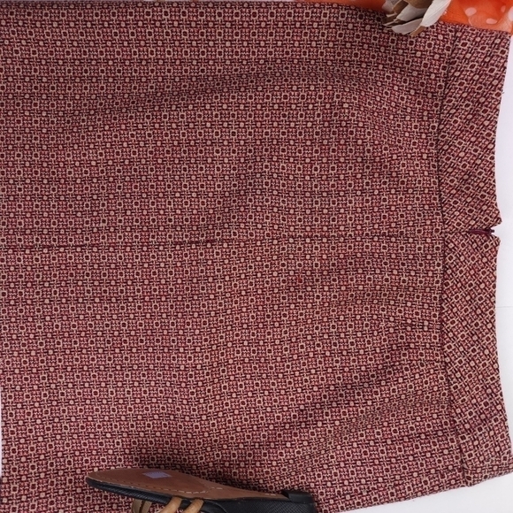 Loft Black Button Red Cream Deco Skirt Sz 4 - Picture 4 of 11